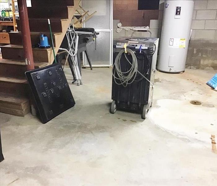 Basement with drying equipment