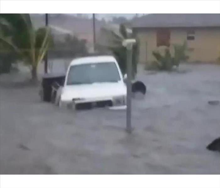 Car in Hurricane Flood Water